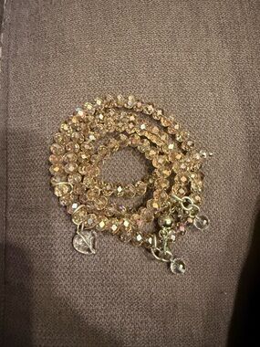 Katia Designs - Gold Crystal Beaded Boho Wrap Bracelet/Necklace